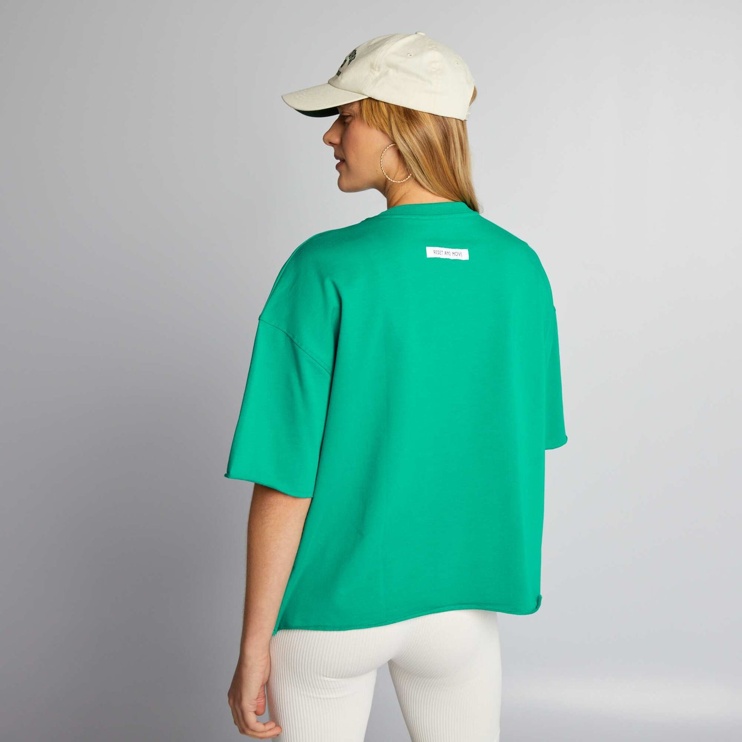 T-shirt en coton à col rond Vert