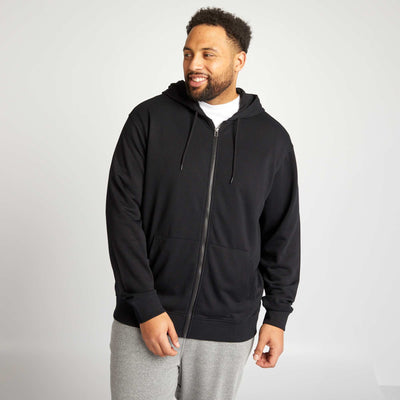 Sweat zippé en molleton avec capuche noir