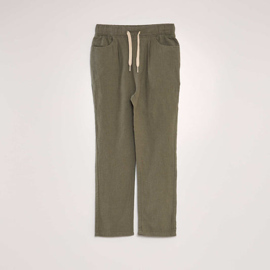 Pantalon chino en lin Vert