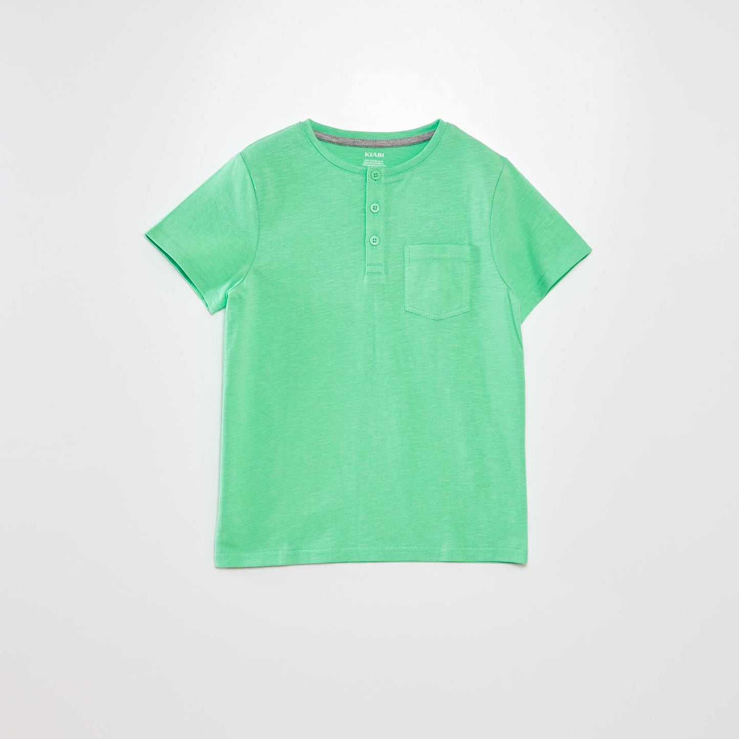 T-shirt en jersey à col boutonné Vert