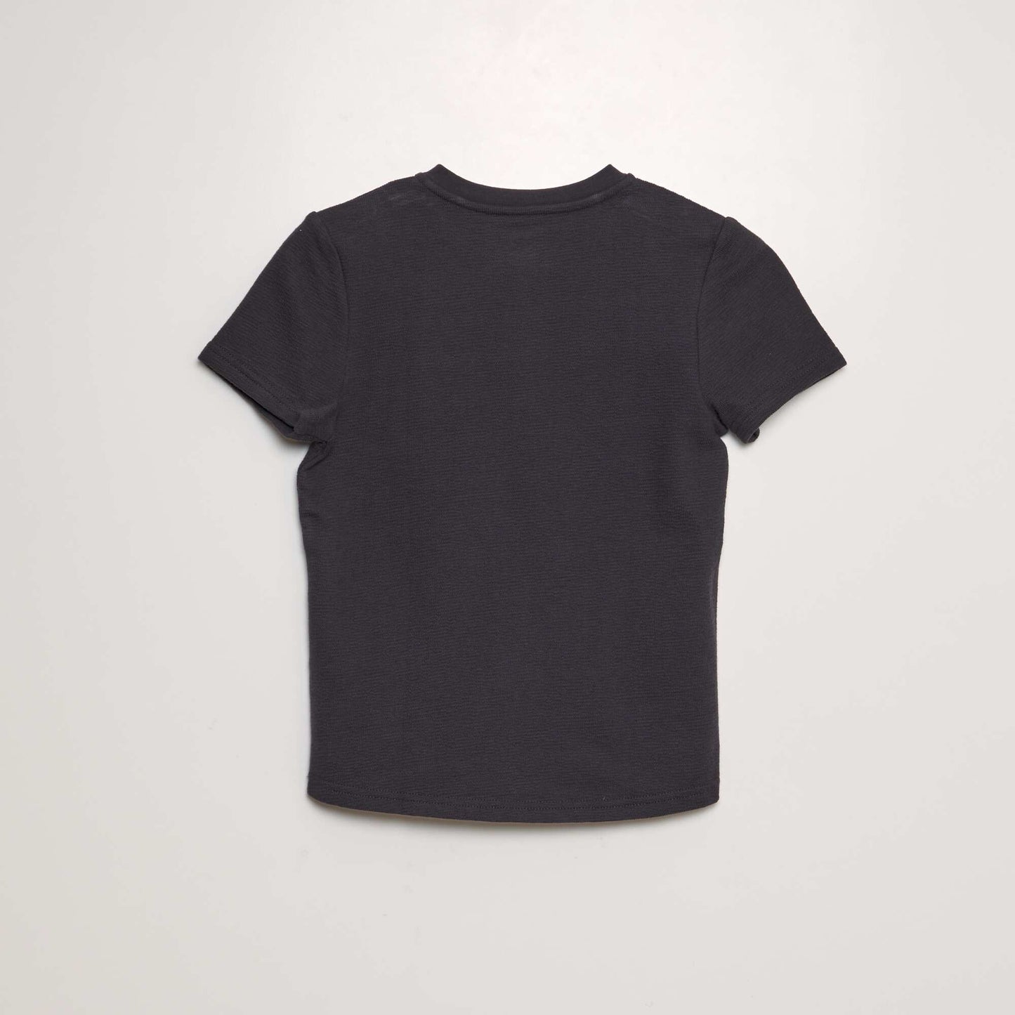 T-shirt en coton à col tunisien Noir