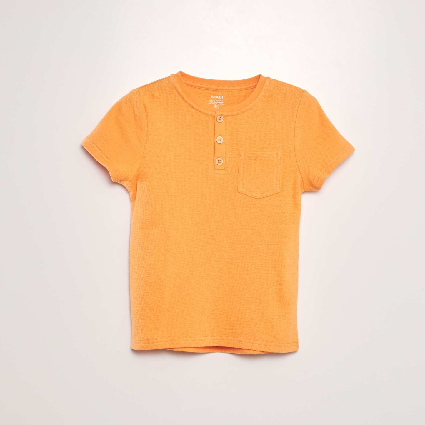 T-shirt en coton à col tunisien Orange