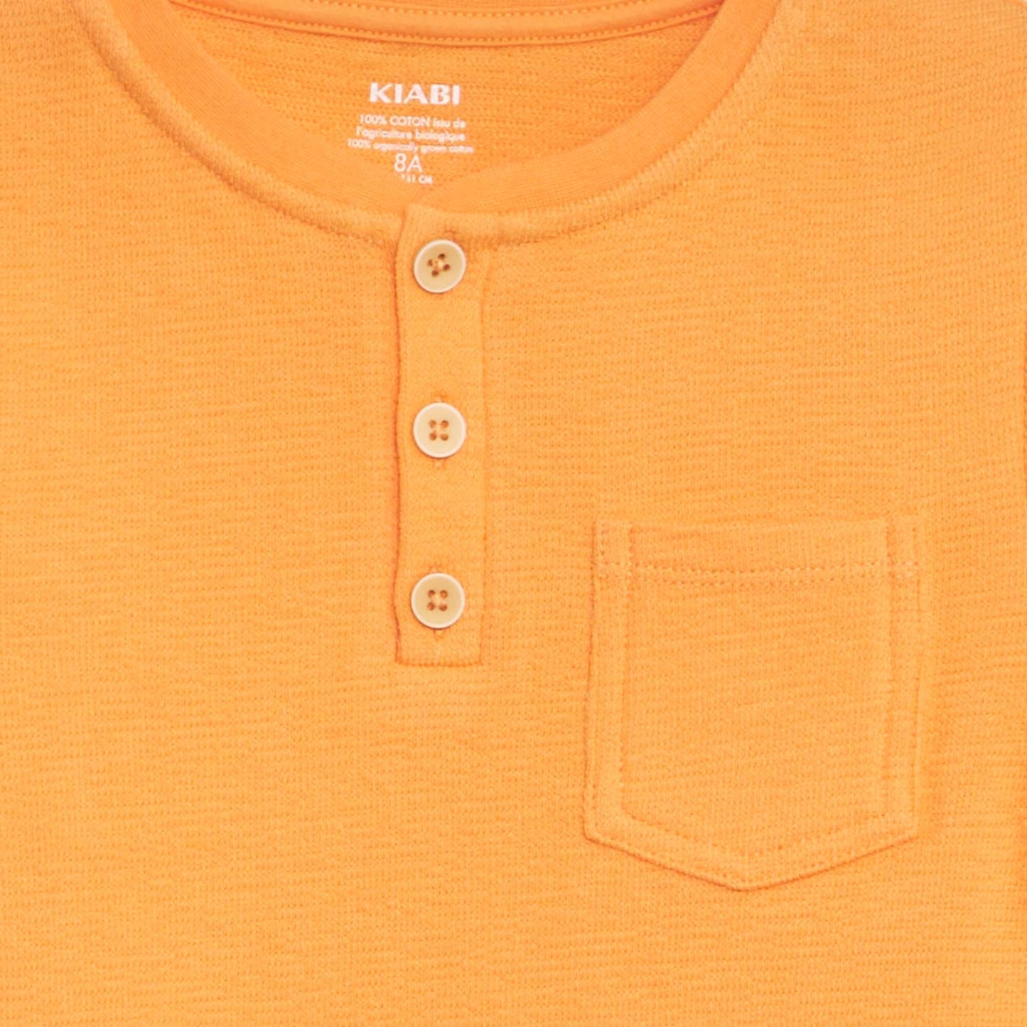 T-shirt en coton à col tunisien Orange