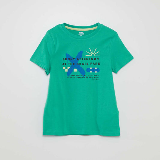 T-shirt à col rond avec imprimé Vert