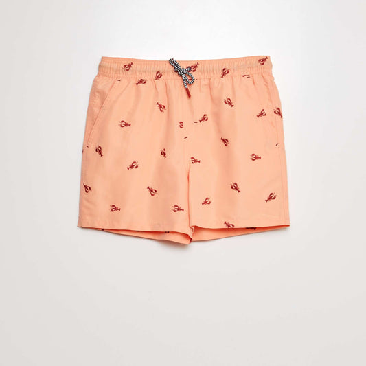 Short de bain à motif Orange rose