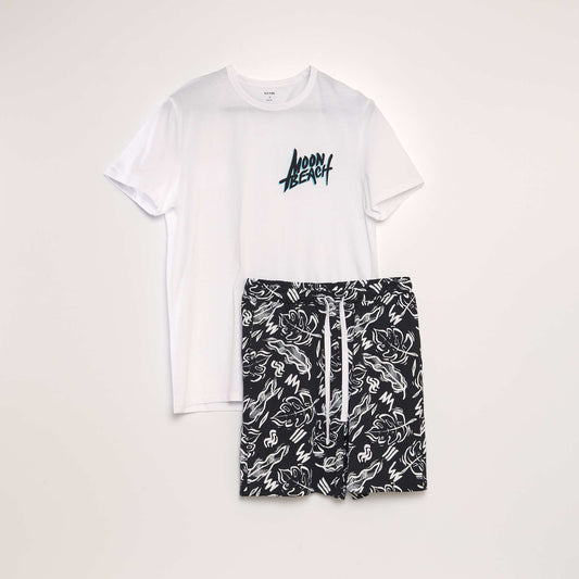 Ensemble pyjama t-shirt + short - 2 pièces Blanc
