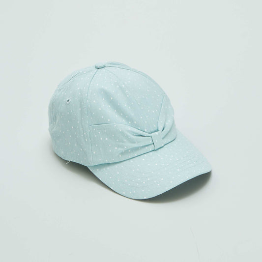 Casquette en denim motif pois Bleu