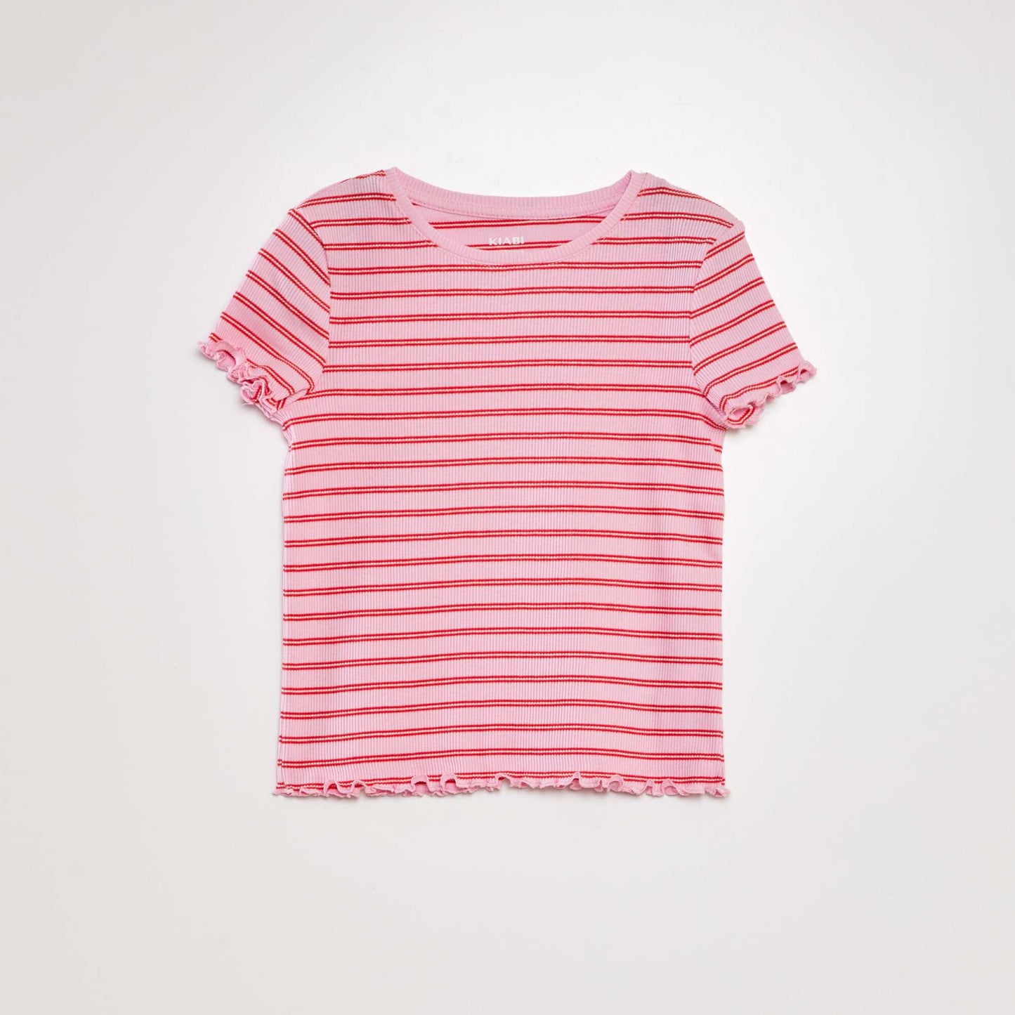 T-shirt manches courtes rayées Rose