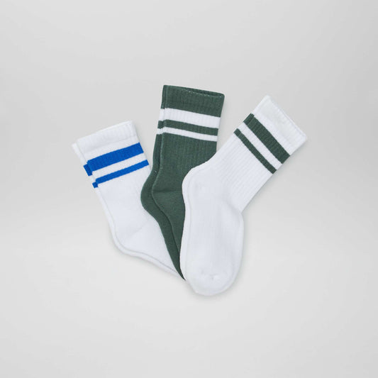 Lot de 3 chaussettes de sport Blanc/bleu/vert