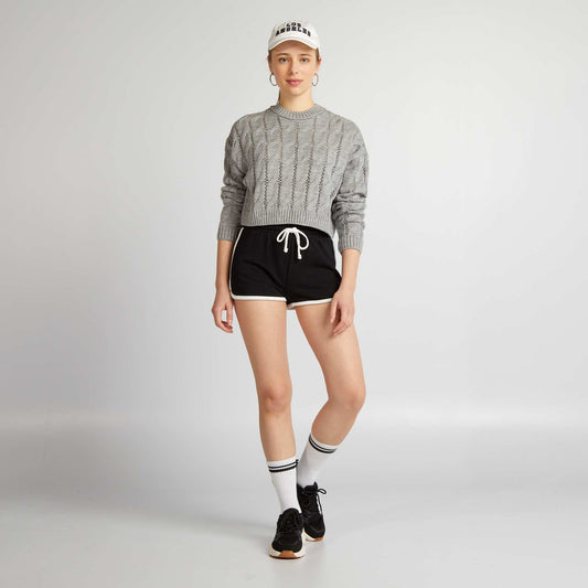 Pull cropped torsadé Gris