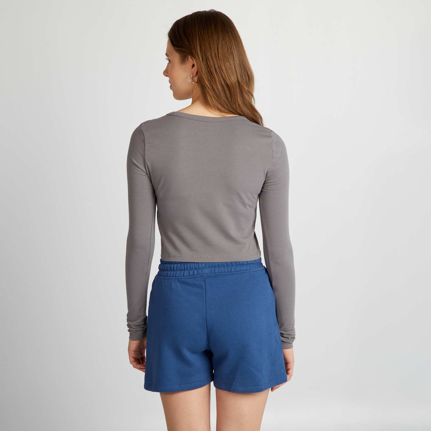 Crop-top manches longues Gris