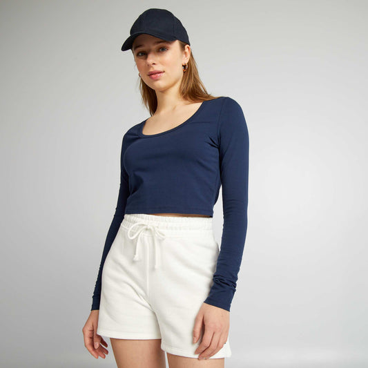 Crop-top manches longues Bleu