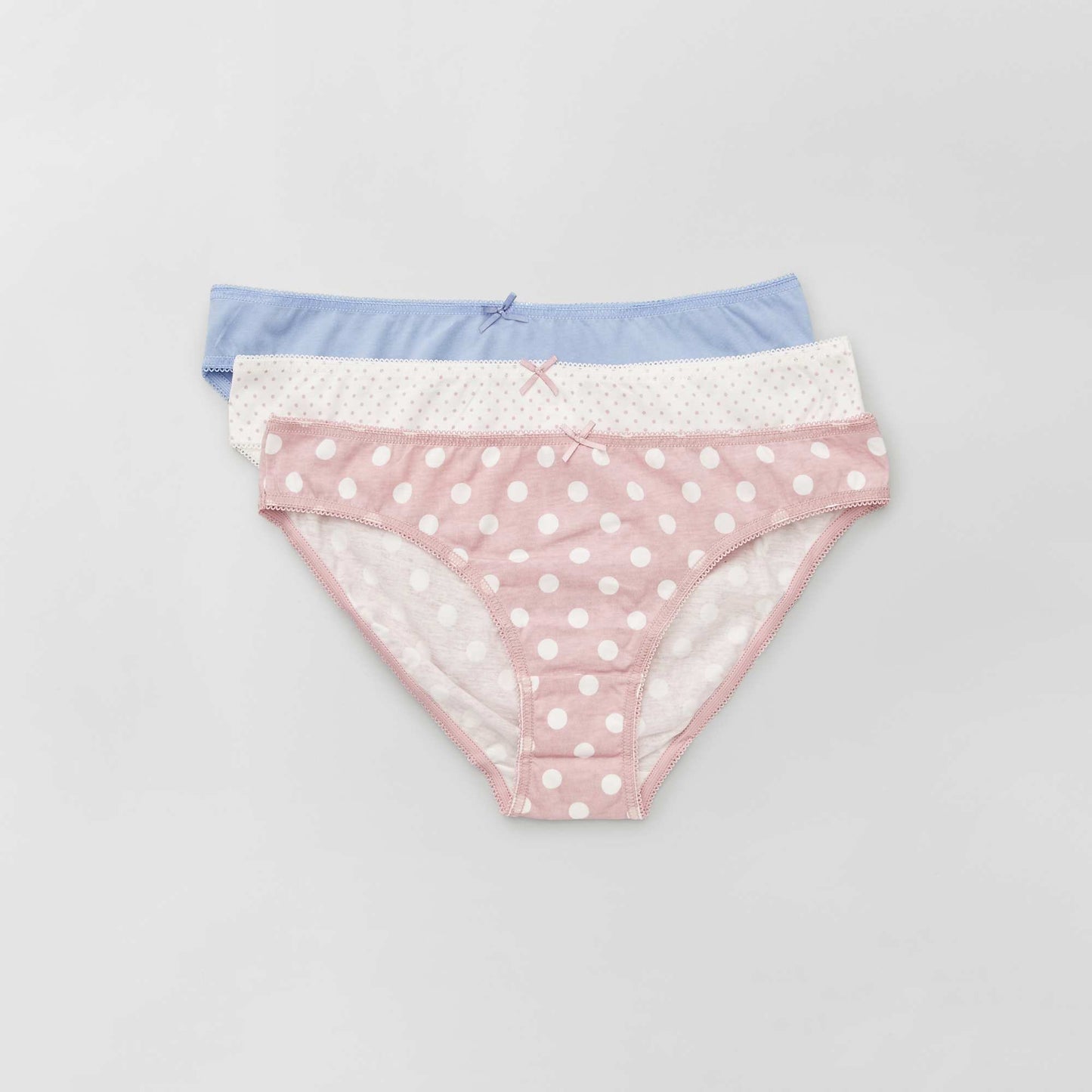 Lot de 3 culottes Bleu/blanc/rose pois