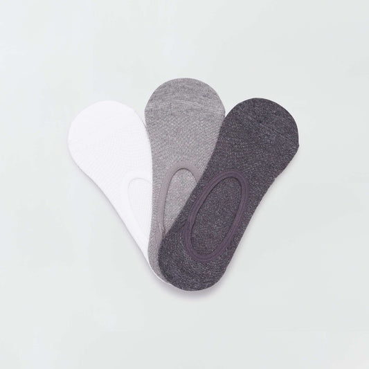 Lot de 3 paires de chaussettes invisibles gris