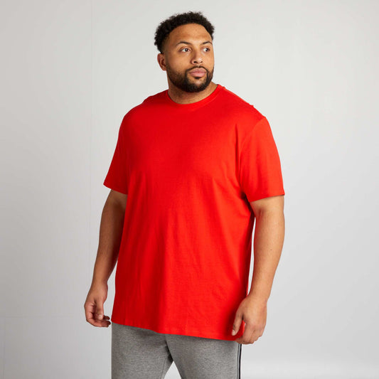 T-shirt uni en maille jersey ROUGE