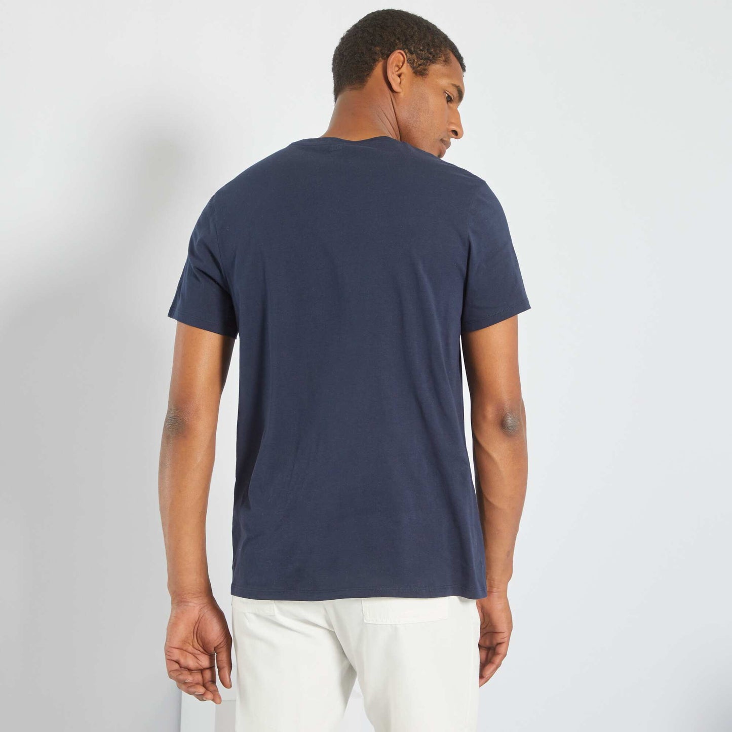 T-shirt droit en jersey uni Bleu marine