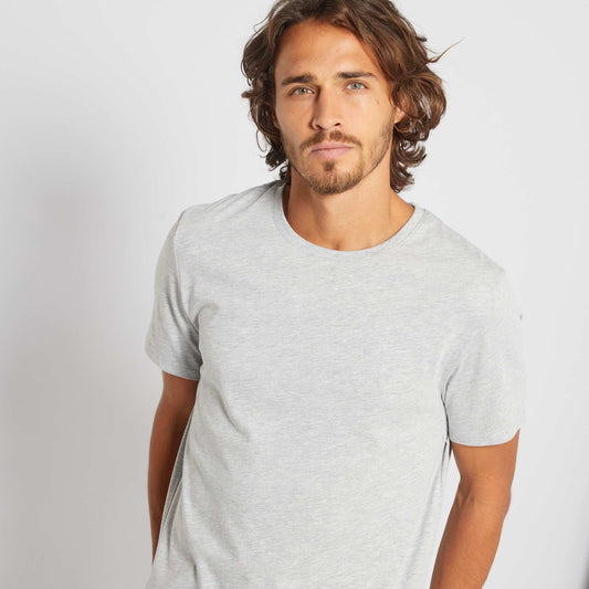 T-shirt droit en jersey uni gris chiné clair