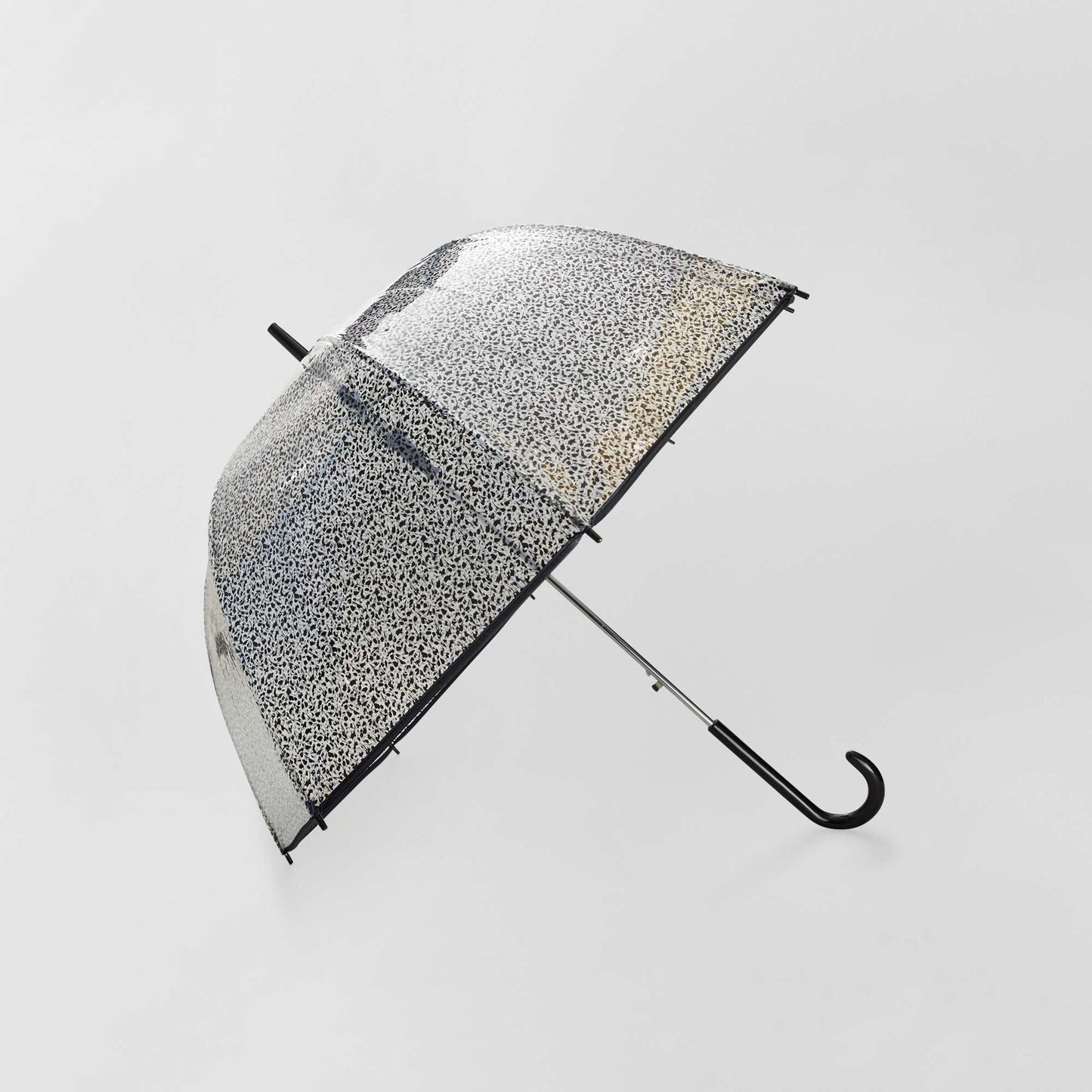 Parapluie transparent imprimé noir/fleurs