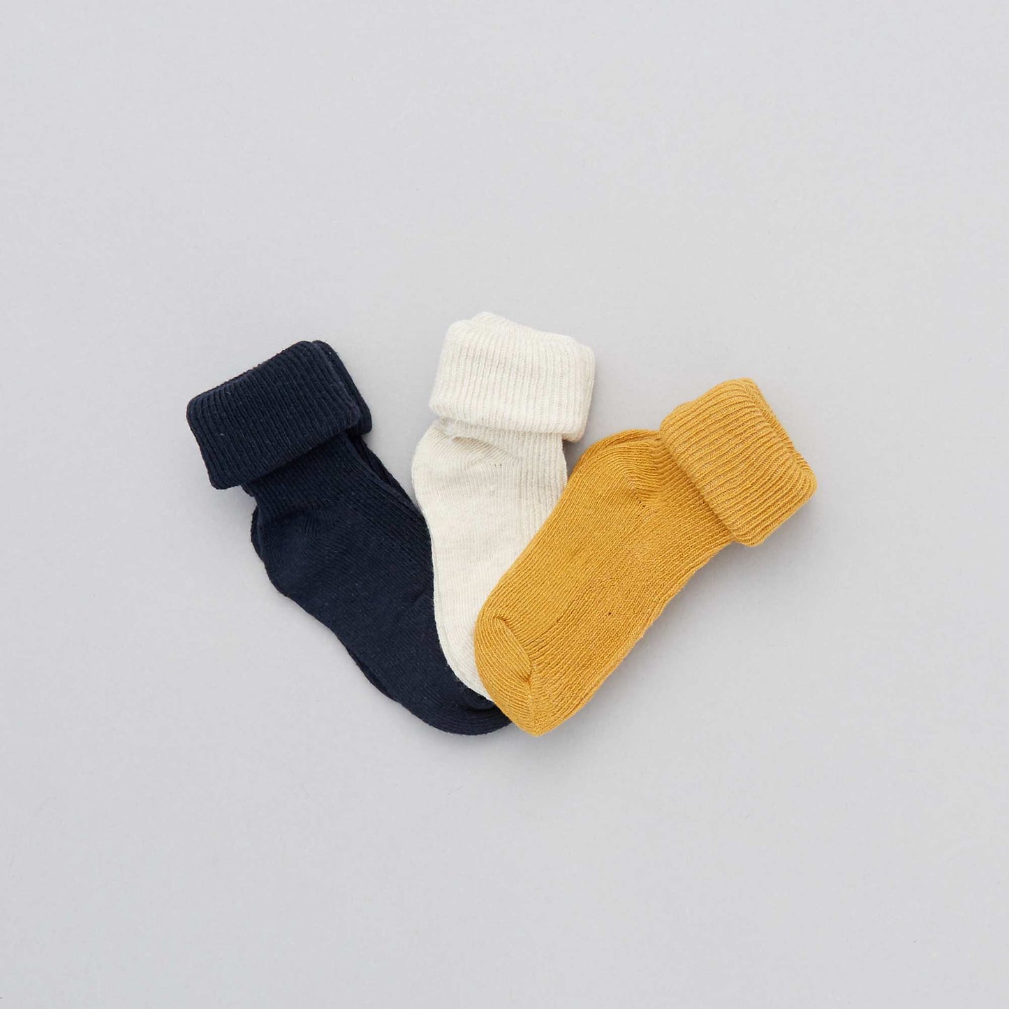 Lot 3 paires de chaussettes jaune/blanc:bleu