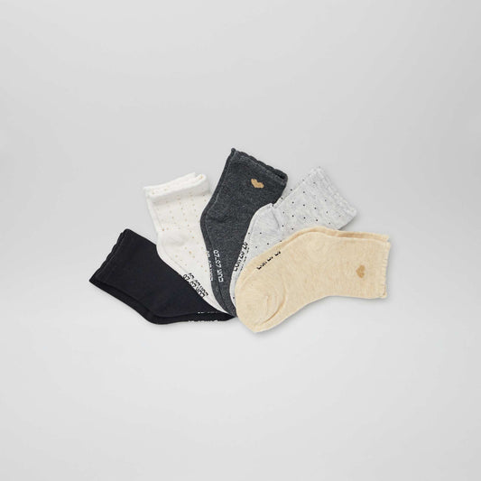 Lot de 5 paires de chaussettes en coton bio Noir/gris/beige