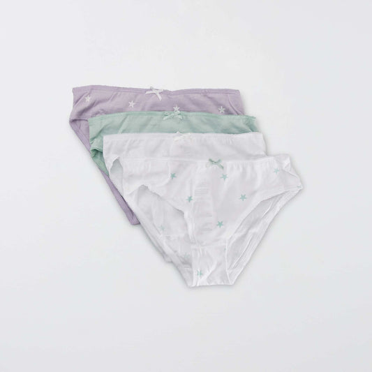 Culottes en jersey avec nœud fantaisie - Lot de 4 violet/blanc/vert