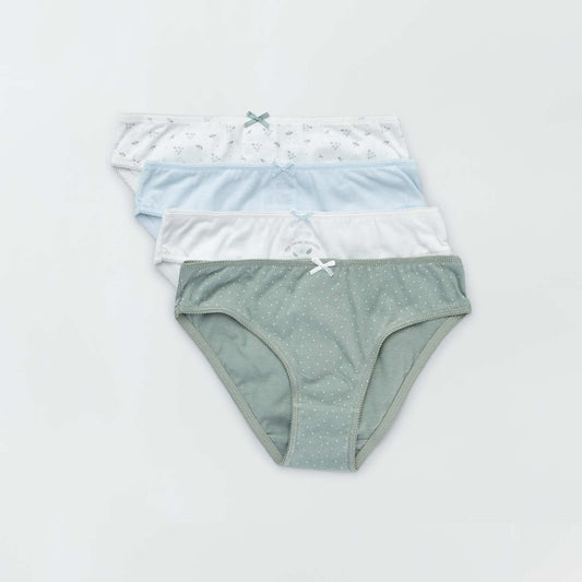 Culottes en jersey avec nœud fantaisie - Lot de 4 Blanc/vert