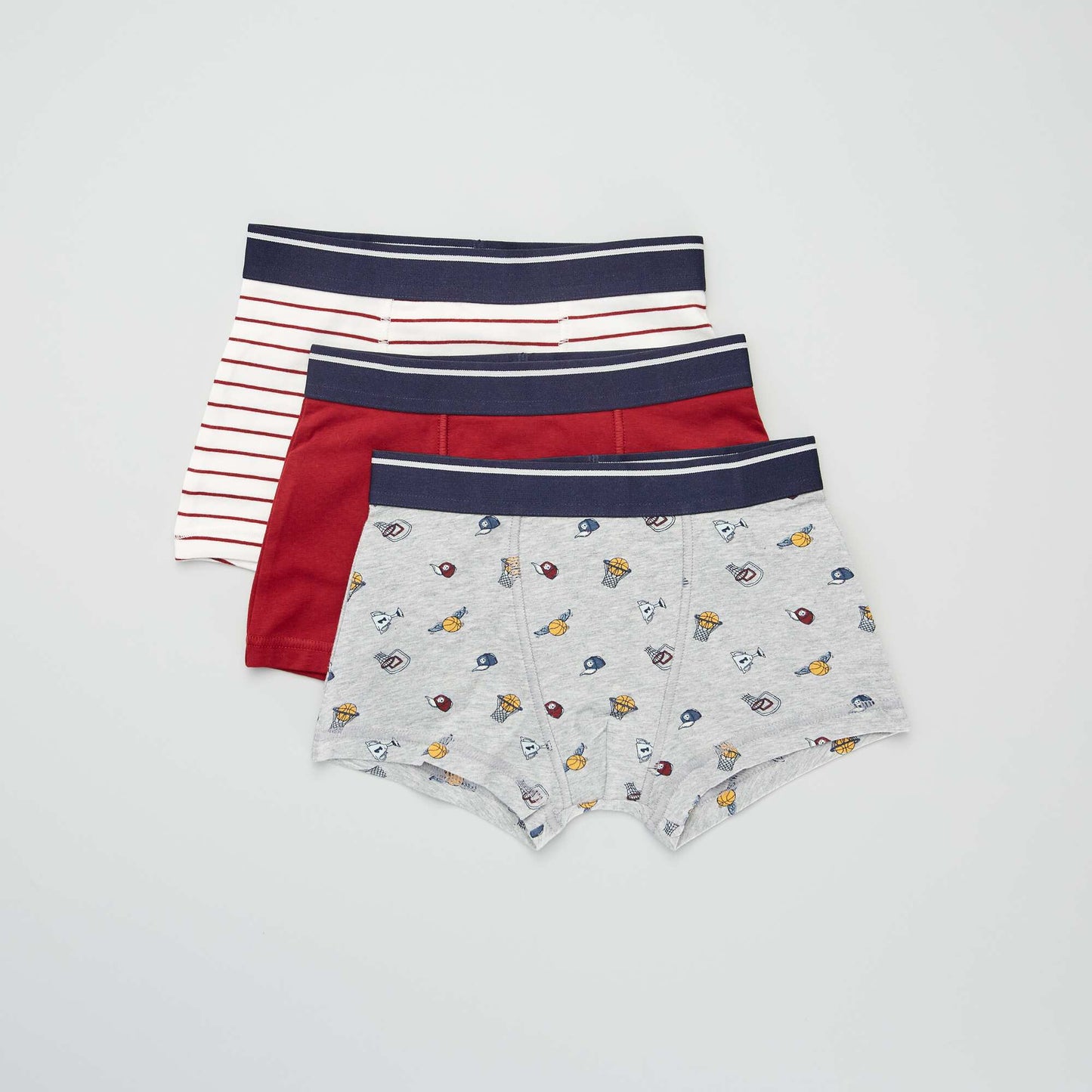 Lot de 3 boxers Gris/blanc/rouge