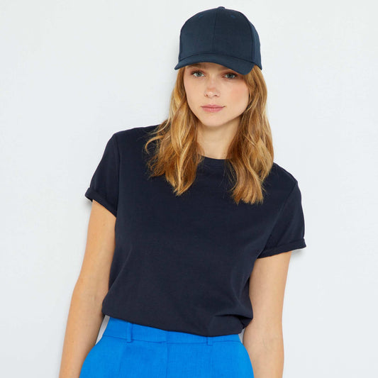 T-shirt uni en jersey bleu marine