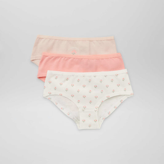 Lot de 3 shorties fleuris Blanc/rose