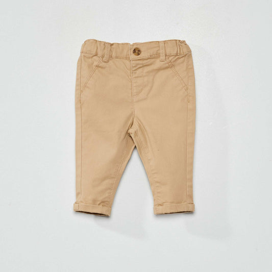 Pantalon chino uni Beige