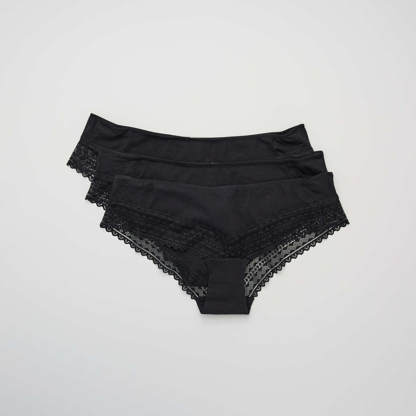 Lot de 3 shorties coton dentelle noir