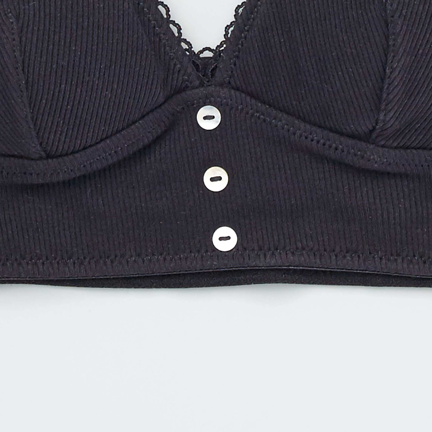 Brassière unie en maille côtelée noir