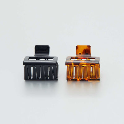 Lot 2 pinces crabe cheveux carrées Marron/noir