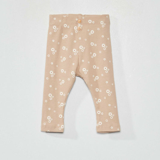 Legging long en jersey avec imprimé Beige