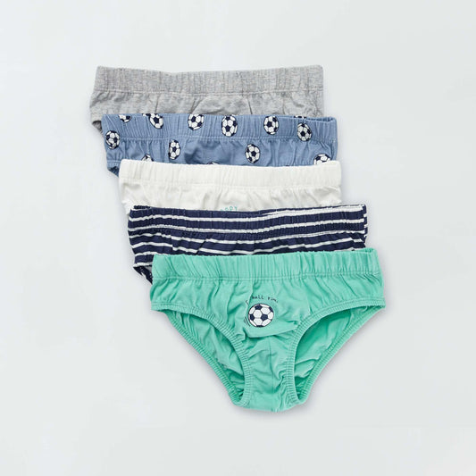 Lot de 5 slips en coton Bleu/vert/gris/blanc