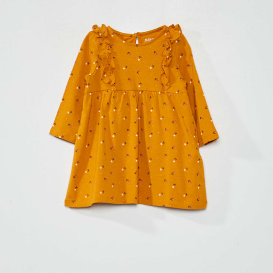 Robe évasée imprimé fleuri Jaune
