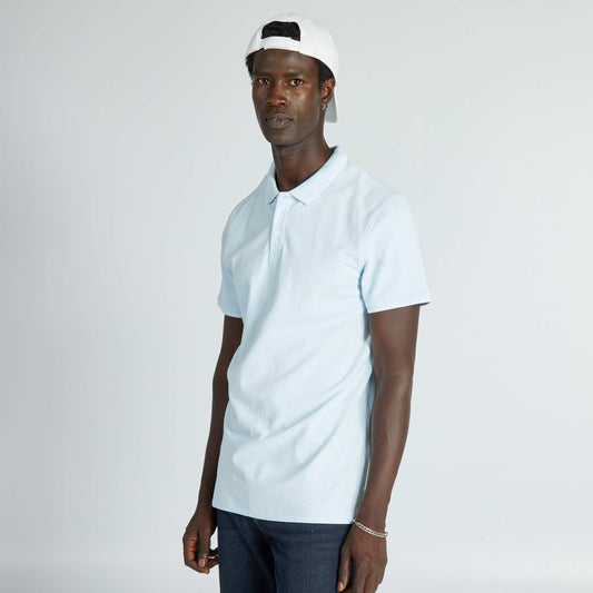 Polo en piqué de coton Bleu