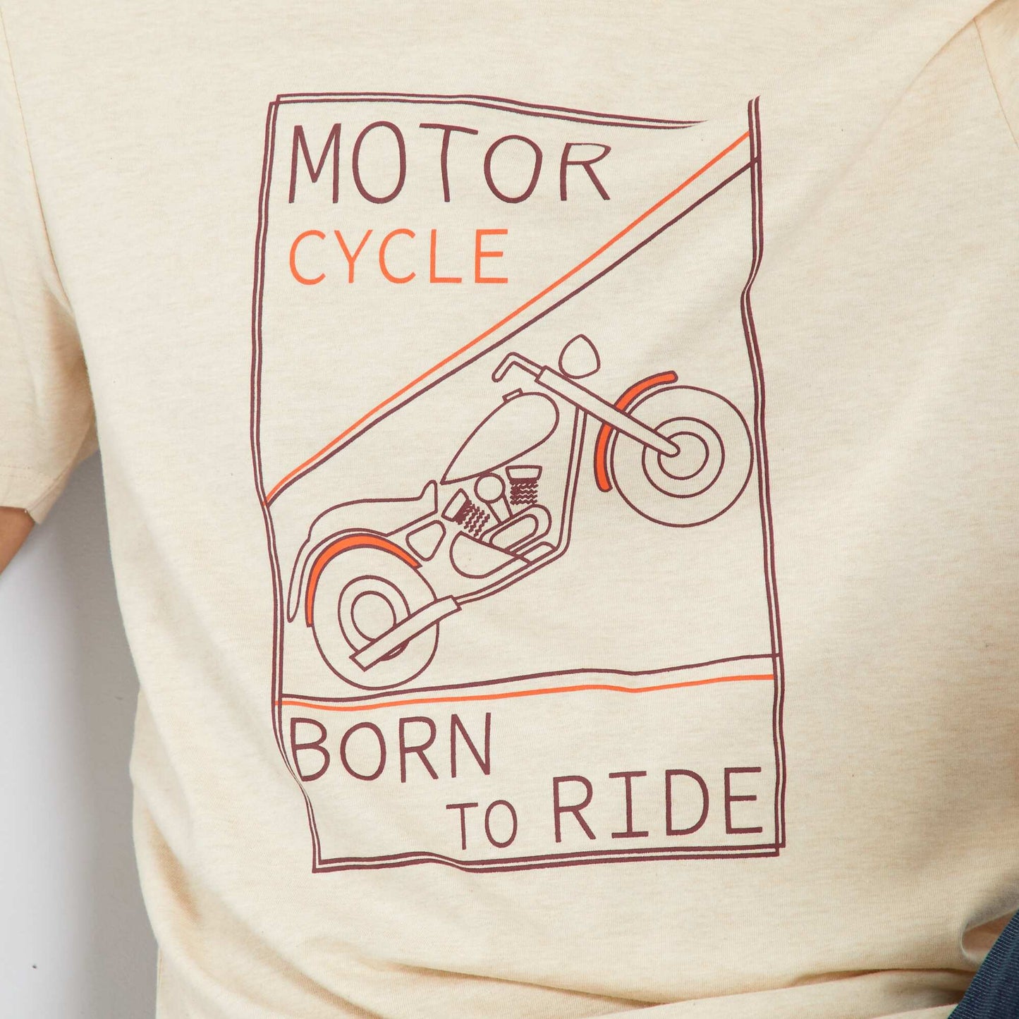 T-shirt en jersey avec imprimé Beige 'motorcycle'