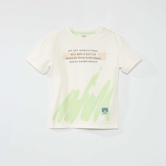 T-shirt imprimé à col rond Blanc