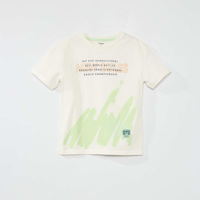 T-shirt imprimé à col rond Blanc