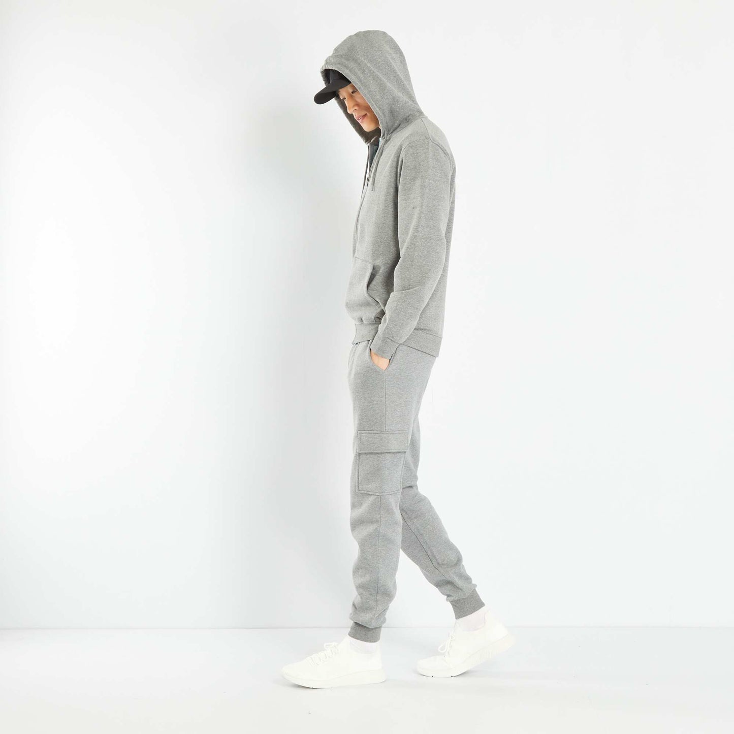 Sweat zippée à capuche Gris foncé