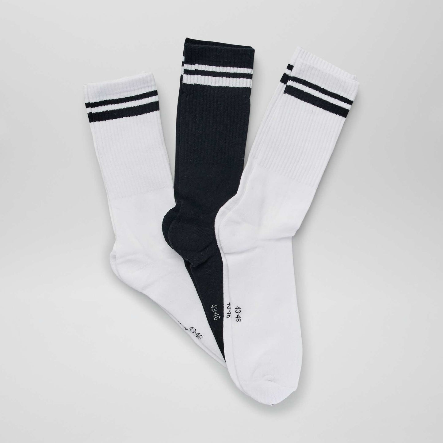 Lot de 3 paires de chaussettes côtelées Noir/blanc