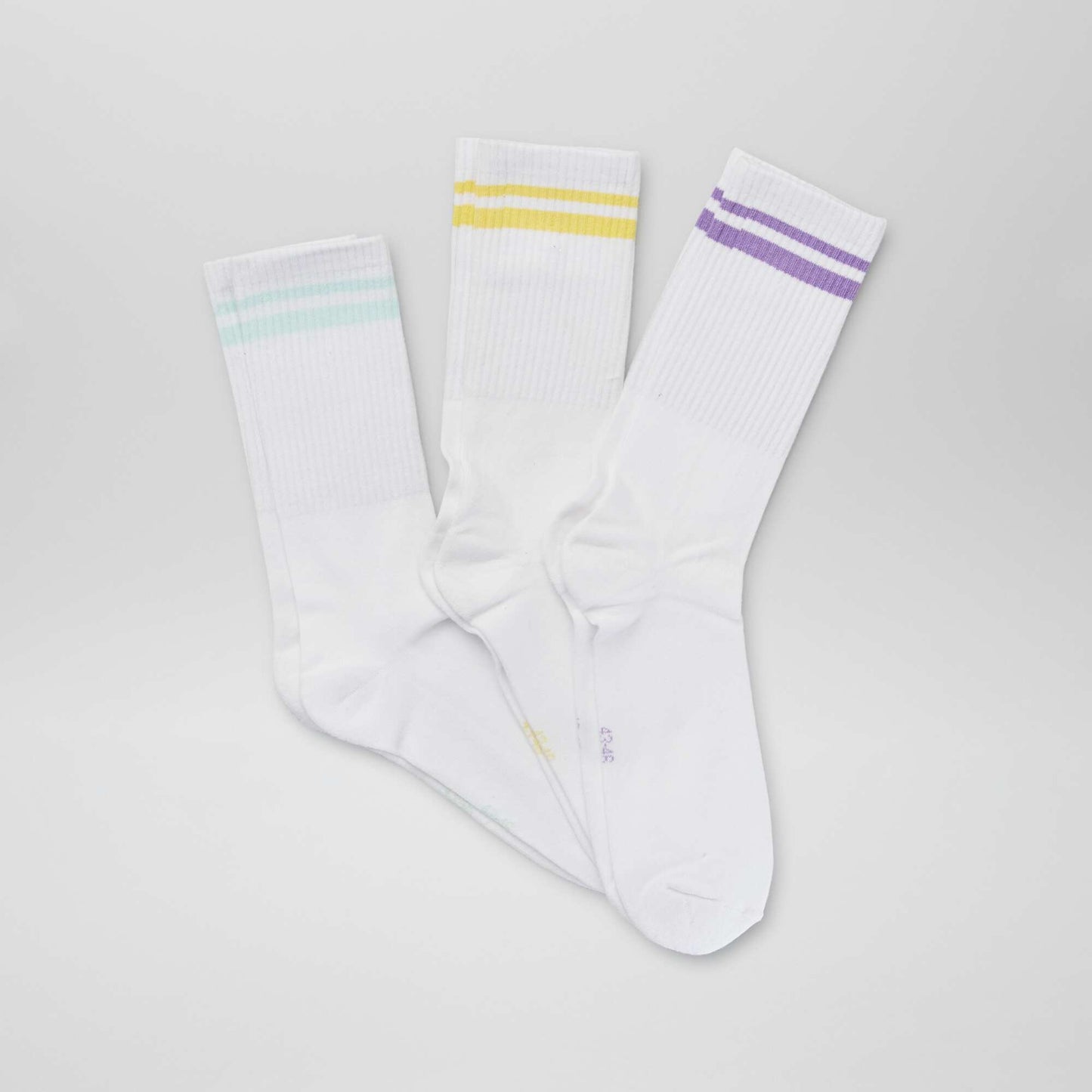 Lot de 3 paires de chaussettes côtelées Blanche/jaune/violet/vert
