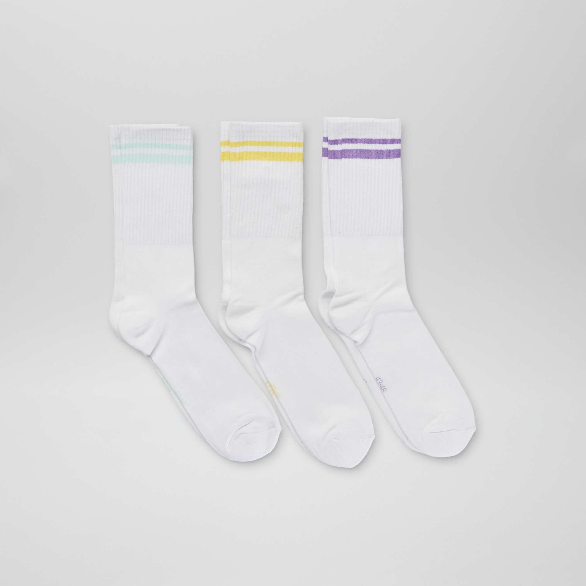 Lot de 3 paires de chaussettes c tel es Blanche jaune violet vert