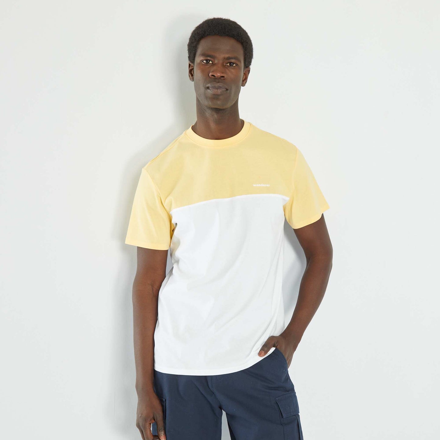 T-shirt en coton color-block Jaune
