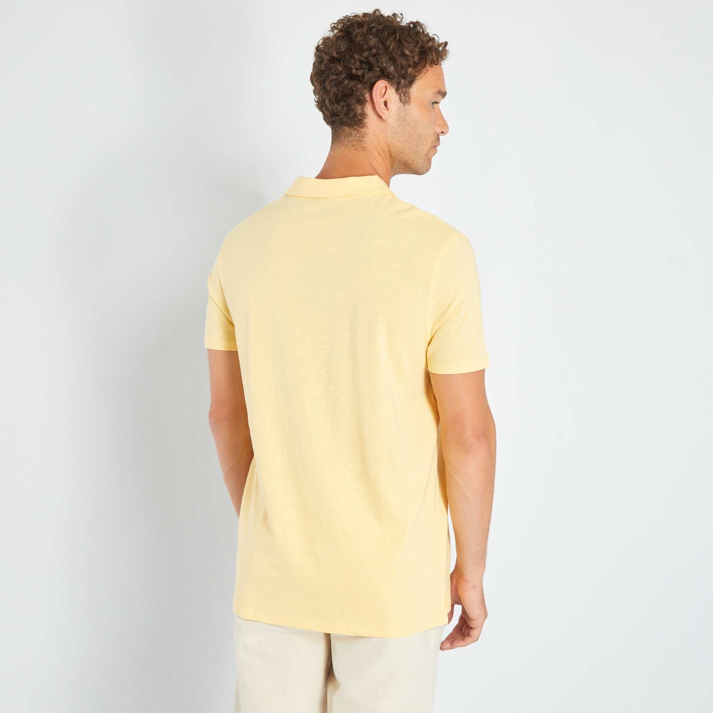 Polo en jersey avec imprimé à rayures jaune