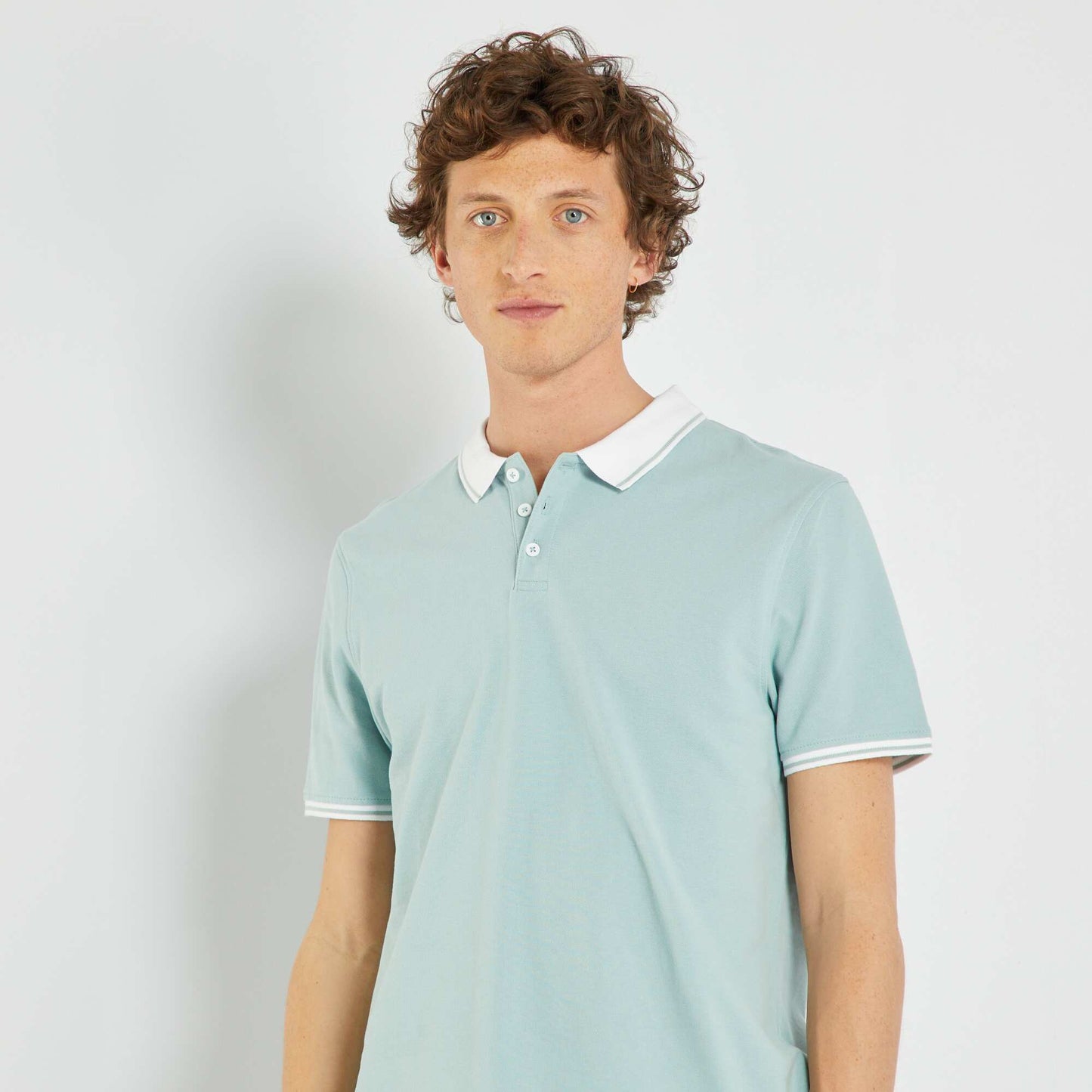 Polo en piqué de coton Bleu vert