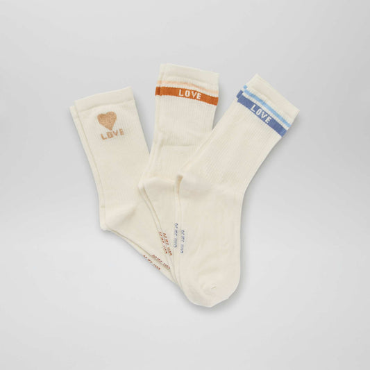 Chaussettes montantes love - Lot de 3 Caramel