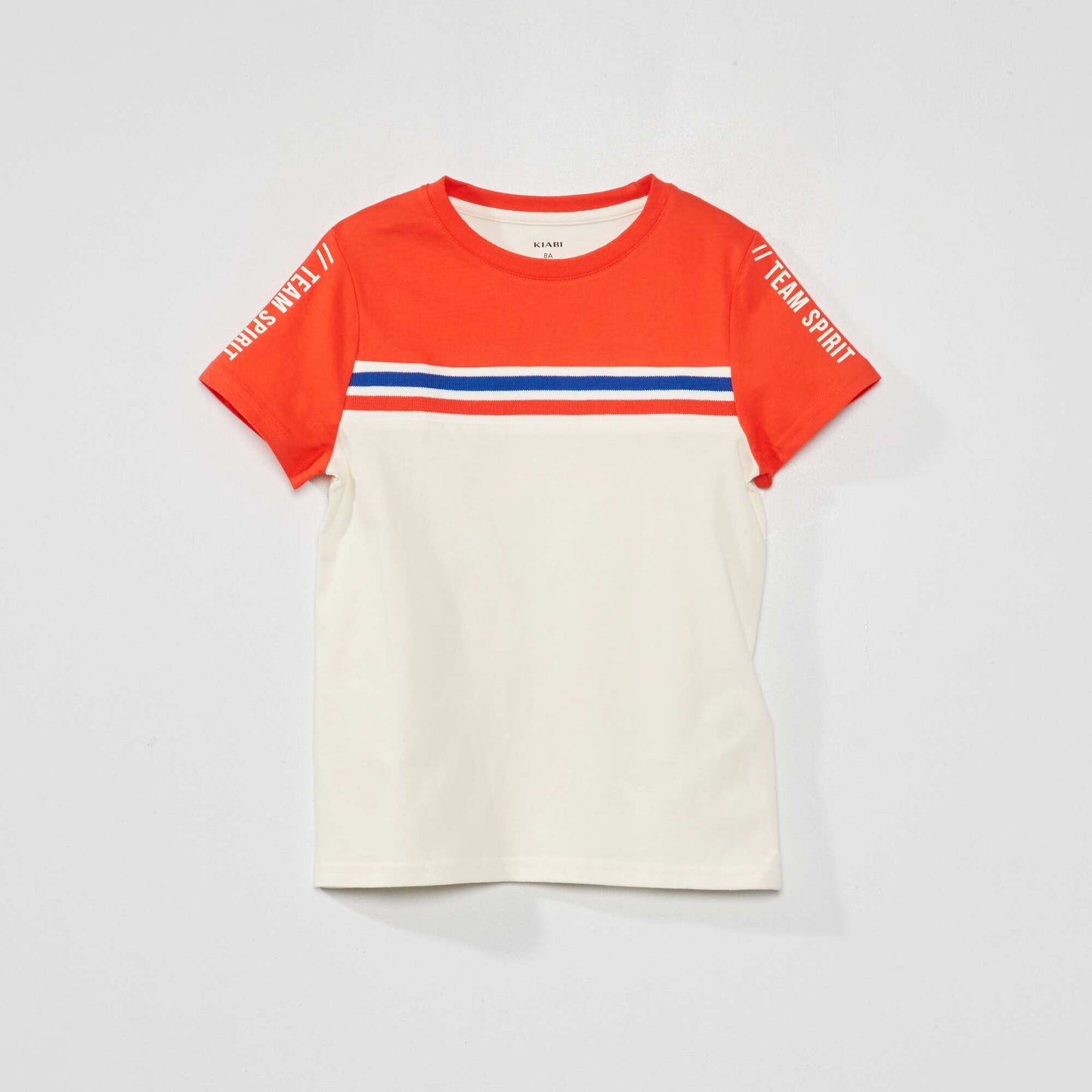 T-shirt en jersey color-block Blanc/rouge